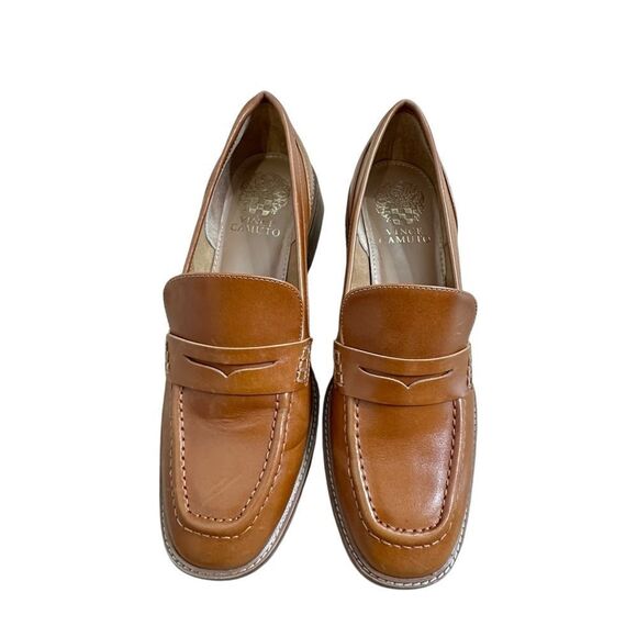 Vince Camuto Enachel Tan Leather Penny Loafers | Size 8 - Picture 2 of 10